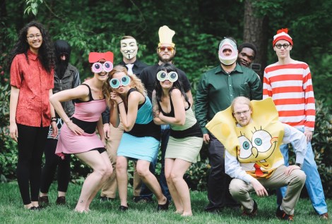 image 10, Nadja and her research group pose as cartoon characters